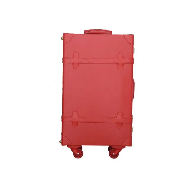 12 22Inches Retro Suitcase Box,Female Korea Fashion Red Bride Luggage Set,Vintage Pu Leather