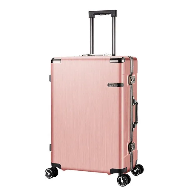 20'' 24'' Aluminum Frame Pc Spinner Travel Suitcase Hand Rolling Luggage Trolley With Tsa Lock