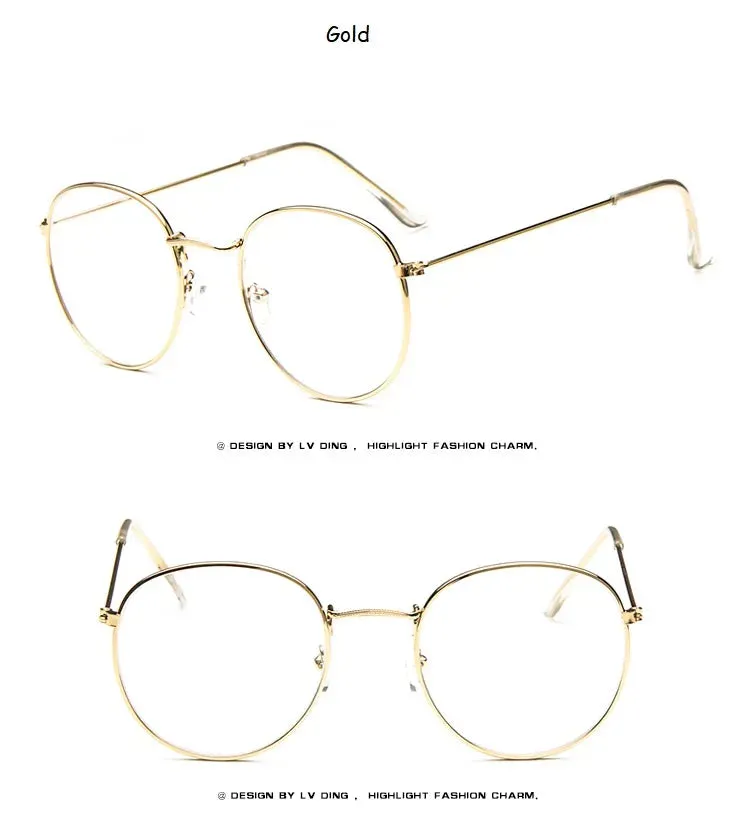 2020 New Designer Woman Glasses Optical Frames Metal Round Glasses Frame Clear lens Eyeware Black Silver Gold Eye Glass