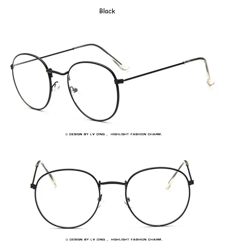 2020 New Designer Woman Glasses Optical Frames Metal Round Glasses Frame Clear lens Eyeware Black Silver Gold Eye Glass