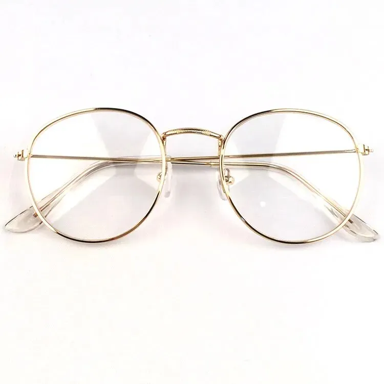 2020 New Designer Woman Glasses Optical Frames Metal Round Glasses Frame Clear lens Eyeware Black Silver Gold Eye Glass