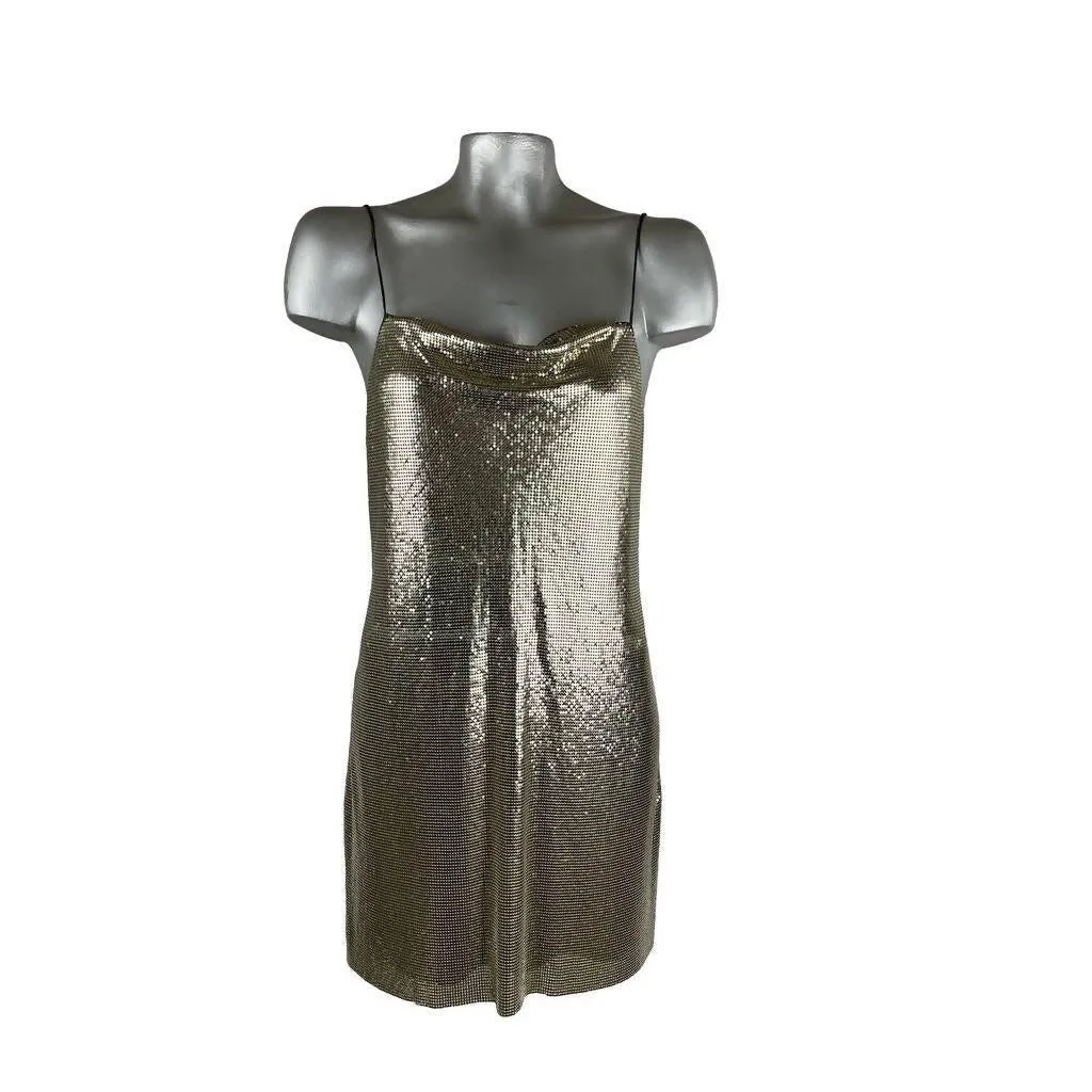 ALICE   OLIVIA Silver/Gold Harmony Chainmail Dress | Size S