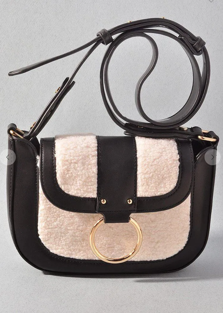 Alta Faux Shearling Crossbody-Black-***FINAL SALE***