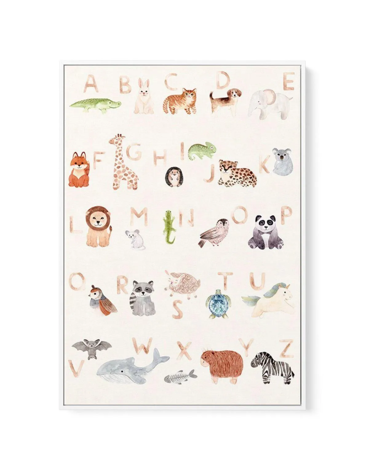 Animal Alphabet | Framed Canvas Art Print