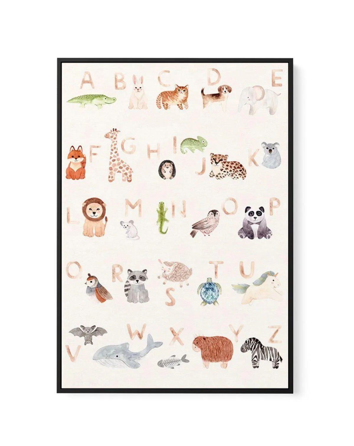 Animal Alphabet | Framed Canvas Art Print