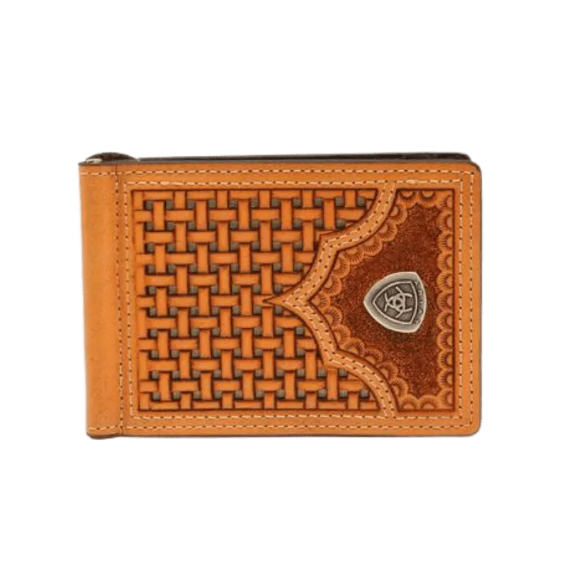 Ariat Men's Basketweave Bifold Money Clip Wallet A3542948