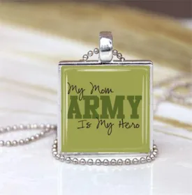 Army Mom Handmade Pendant Necklace Silver Tray