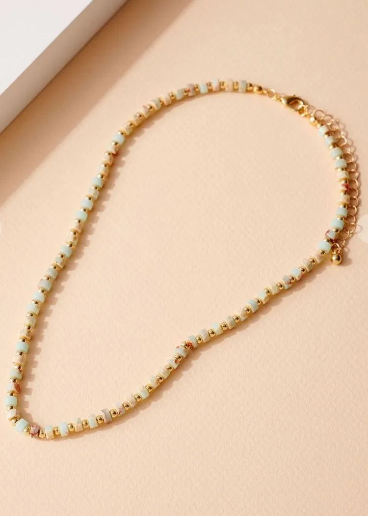 Arta Loop-Short Beaded Necklace-Mint ***FINAL SALE***