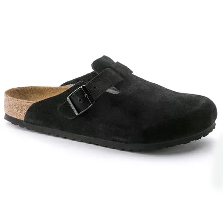 BIRKENSTOCK BOSTON SF SUEDE BLACK - WOMENS