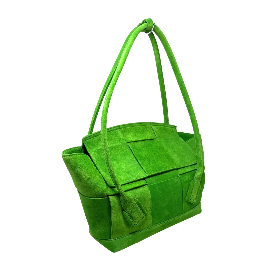 Bottega Veneta Green Medium Maxi Intrecciato Suede Arco Tote