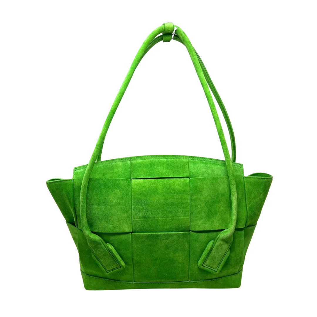 Bottega Veneta Green Medium Maxi Intrecciato Suede Arco Tote