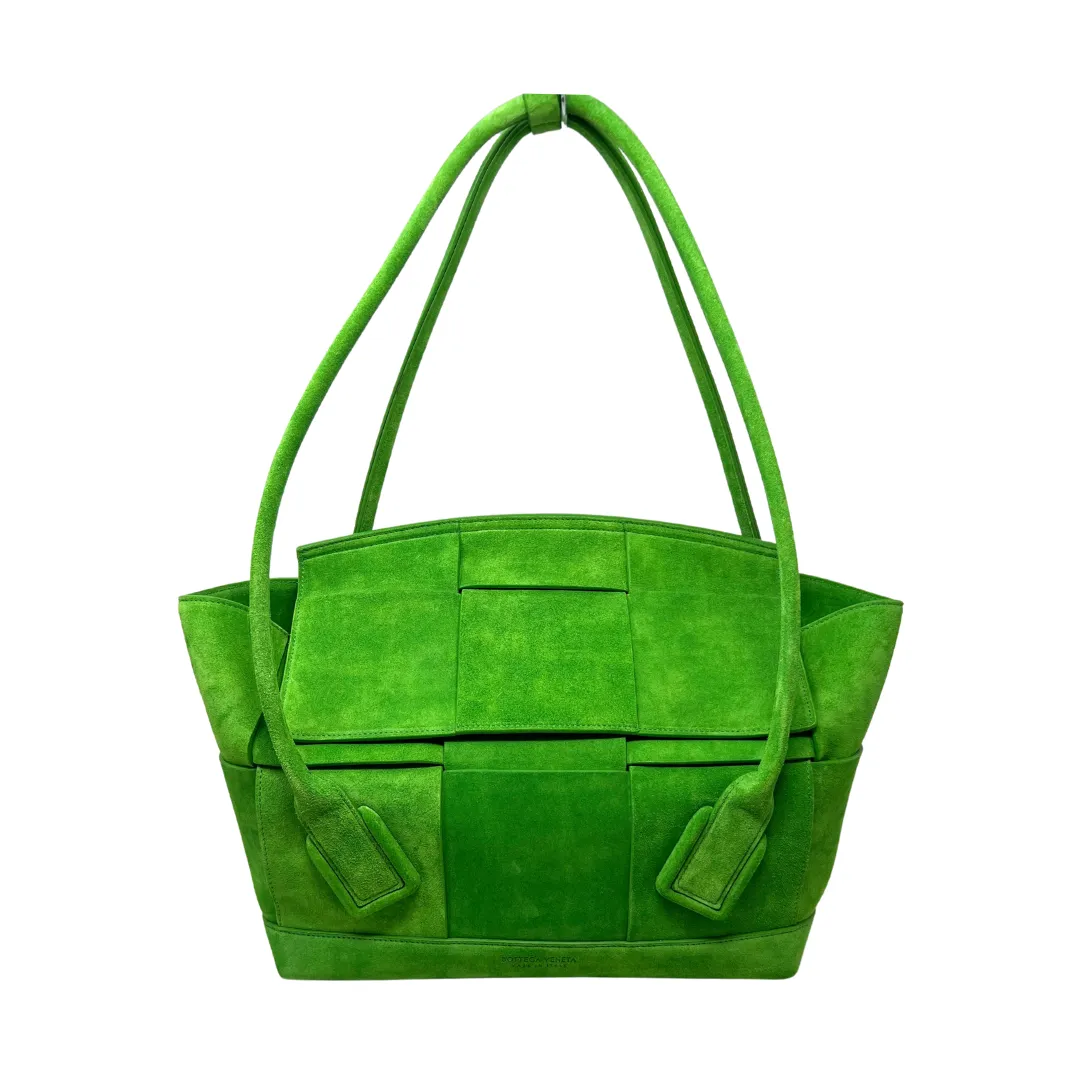 Bottega Veneta Green Medium Maxi Intrecciato Suede Arco Tote