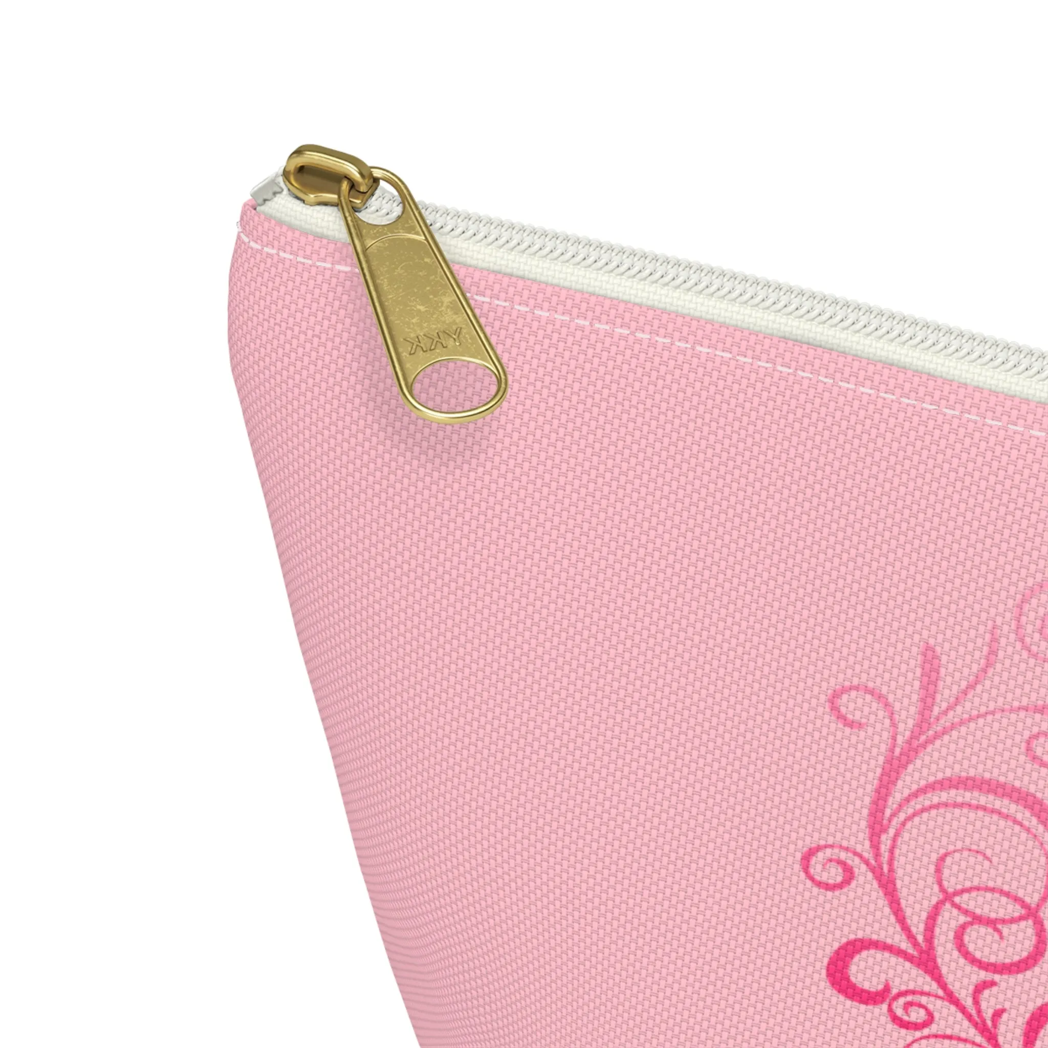 Breast Cancer Awareness Heart Small "Pink" T-Bottom Accessory Pouch (Dual-Sided Design)