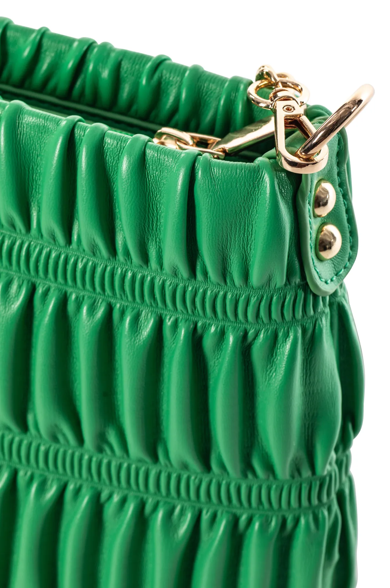 Chain handle Rouched Handbag | GREEN | 0574ZZ