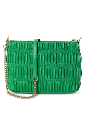 Chain handle Rouched Handbag | GREEN | 0574ZZ