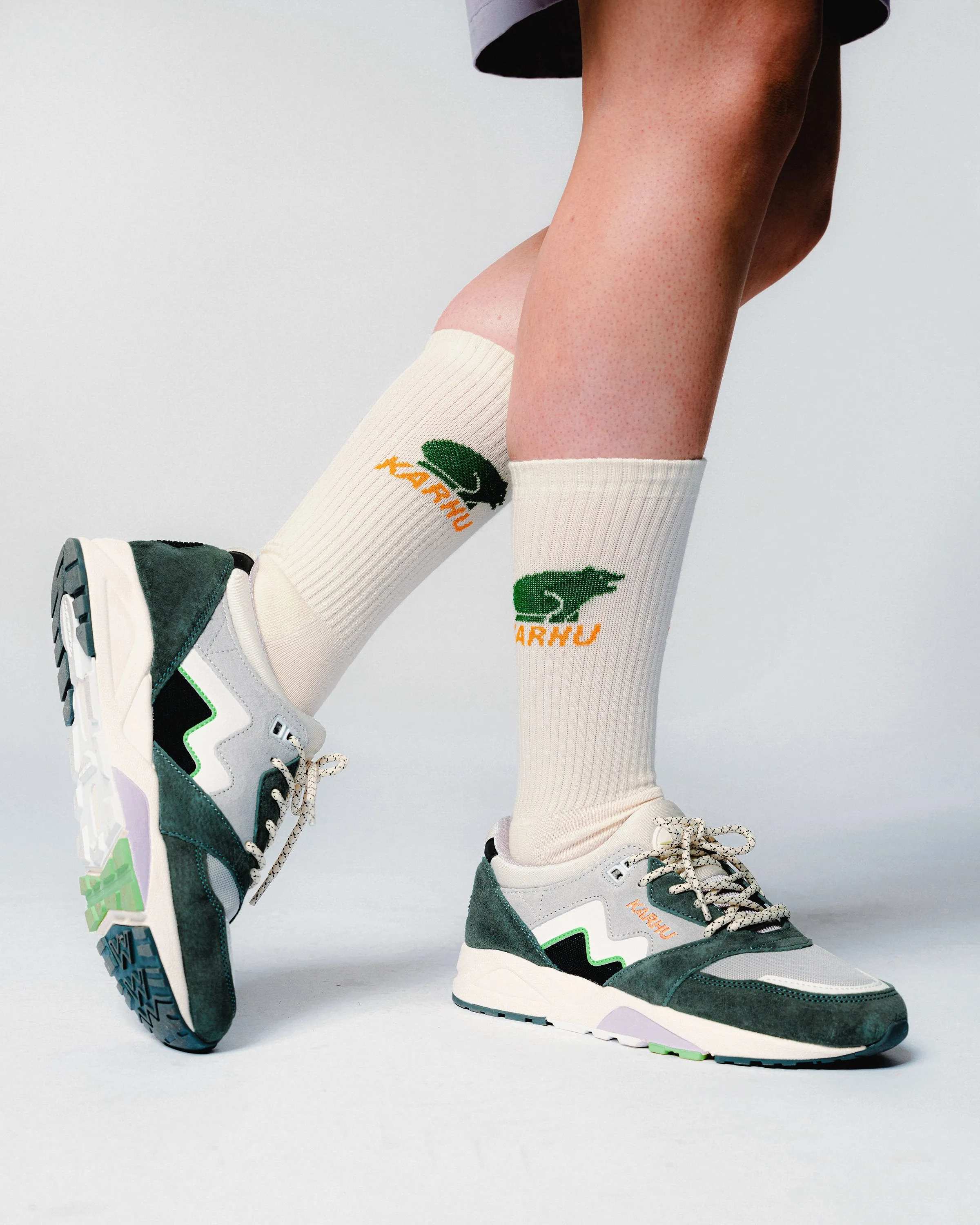 CLASSIC LOGO SOCK - VANILLA ICE / GREEN JACKET