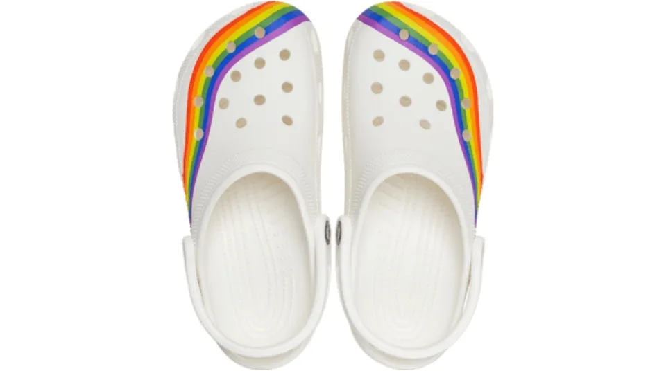 Crocs Classic Rainbow Dye Clog White Multi