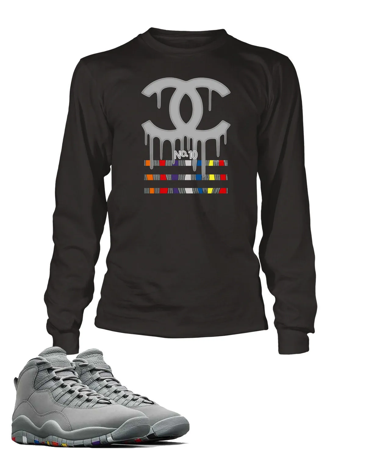 Drippin GG Graphic T Shirt to Match Air Jordan 10 Retro Gray Shoe