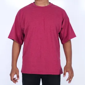 Drop Shoulder Maroon Melange