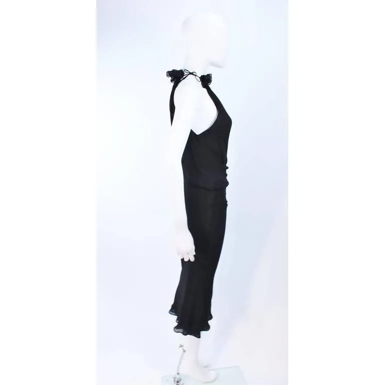 EMANUEL UNGARO Black Silk Chiffon Halter Dress | Size 42