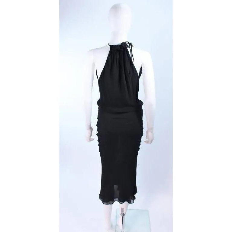 EMANUEL UNGARO Black Silk Chiffon Halter Dress | Size 42