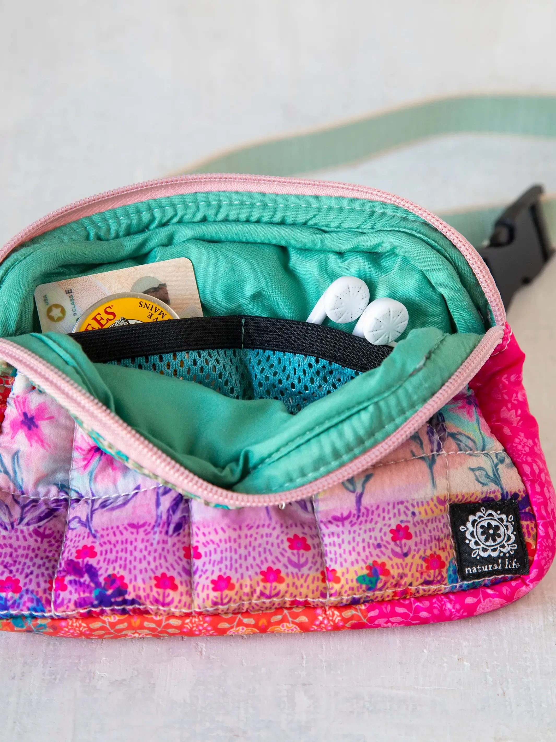 Everyday Puffy Fanny Pack - Pink Watercolor Patchwork