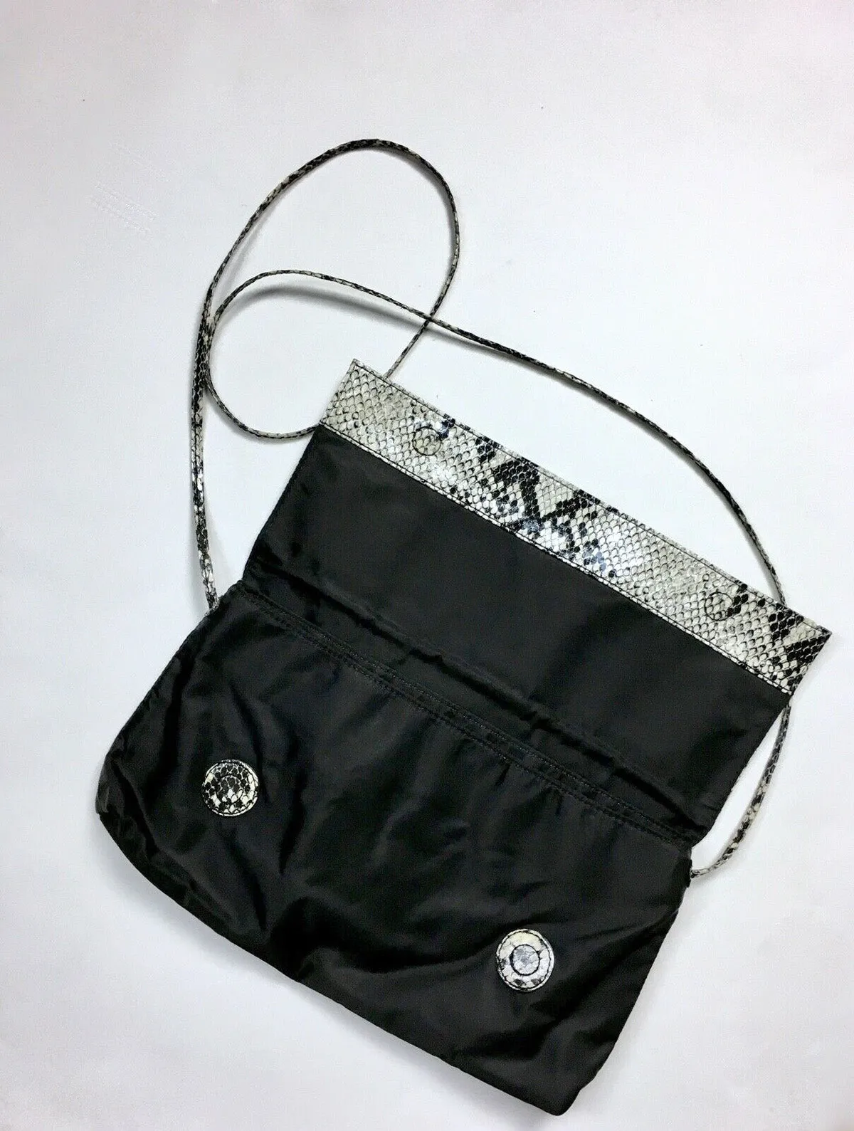 Falchi by Falchi White & Black Snakeskin Print Purse