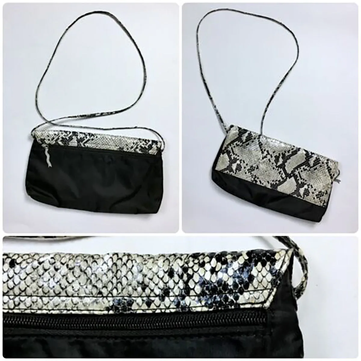 Falchi by Falchi White & Black Snakeskin Print Purse