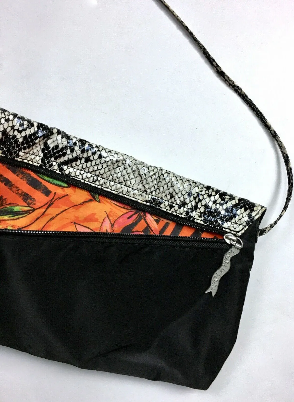 Falchi by Falchi White & Black Snakeskin Print Purse