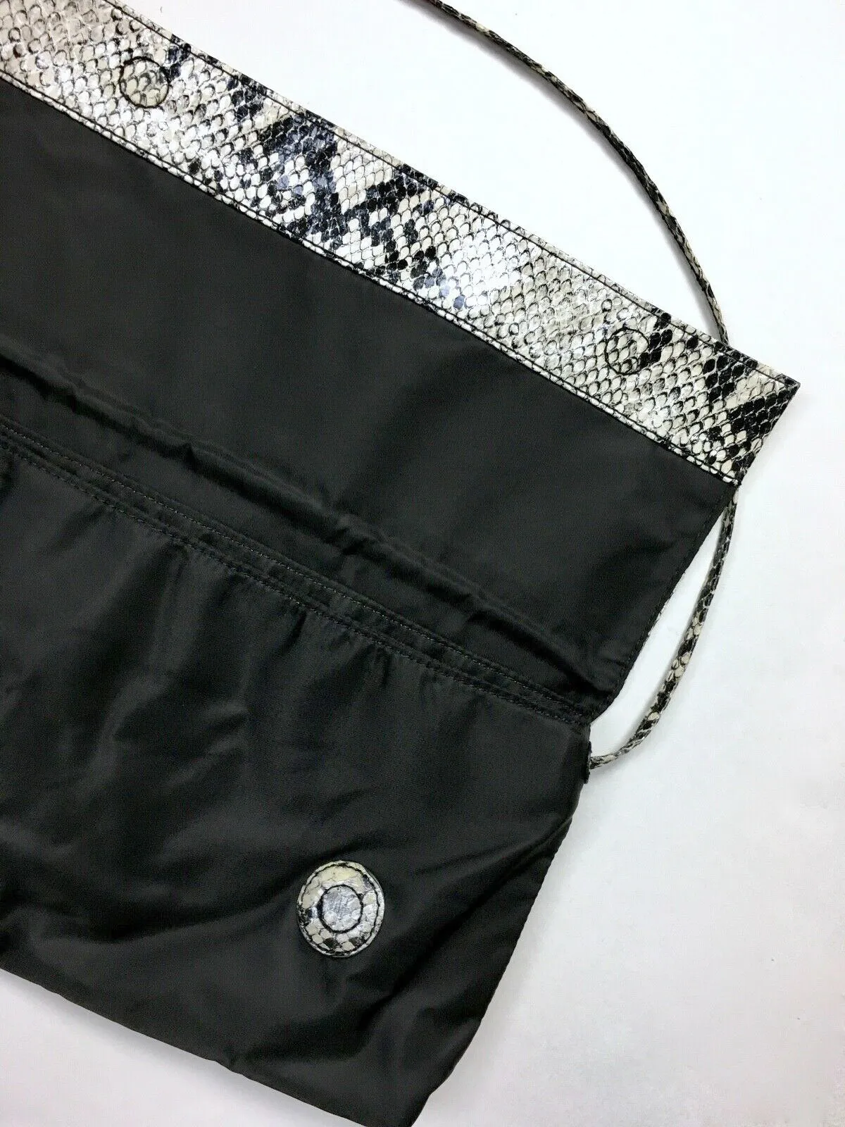 Falchi by Falchi White & Black Snakeskin Print Purse