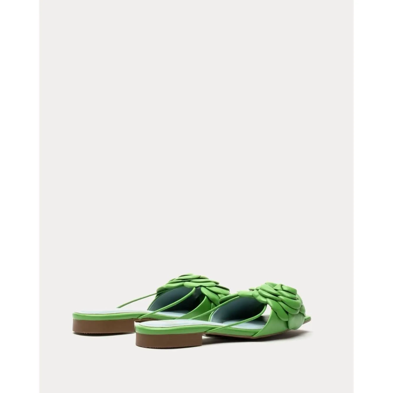 Frances Valentine Gardenia Flower Sandal Solid Soft Nappa Green