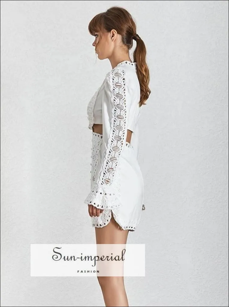 Genesis Dress in White - Spring Women's Dresses O Neck Butterfly Sleeve Lace Embroidery Lace