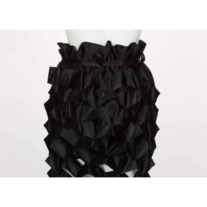 ISSEY MIYAKE Black Satin Ribbon Cage Skirt | Size S