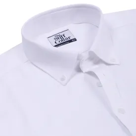 Luthai Absolute White Herringbone Button Down 2 Ply Premium Giza Cotton Shirt