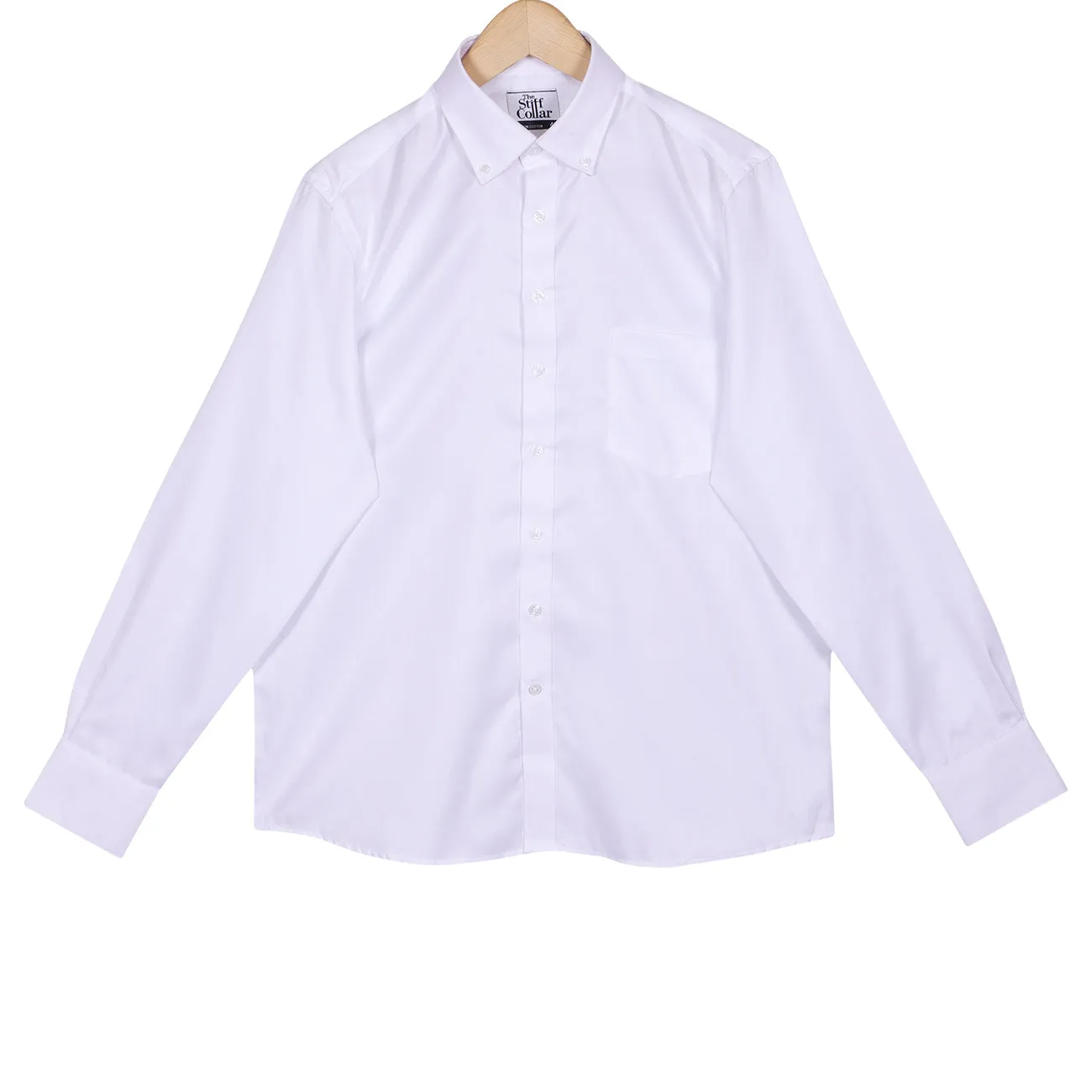 Luthai Ice Crush White Herringbone Button Down 2 Ply Premium Giza Cotton Shirt