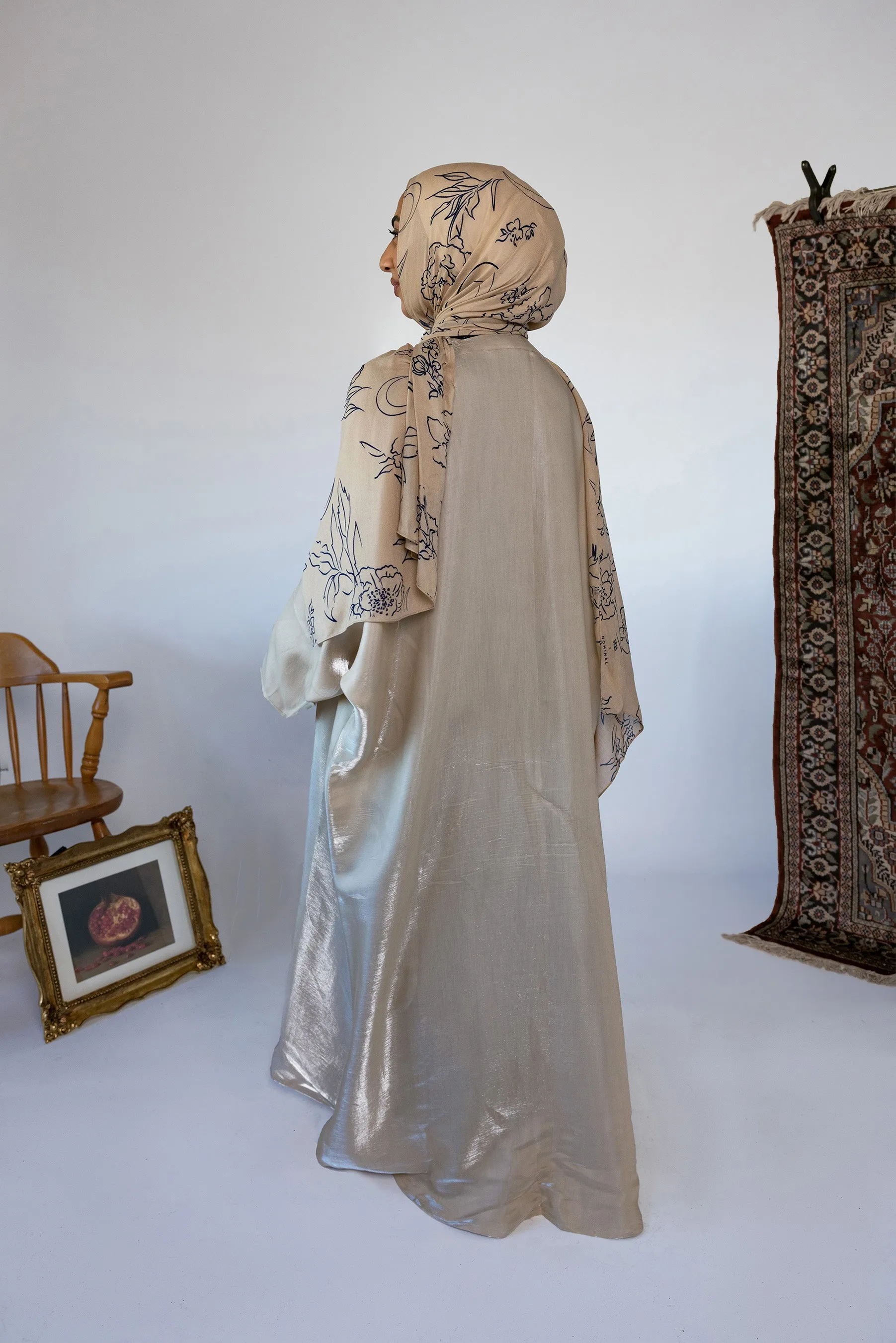 metallic tan abaya