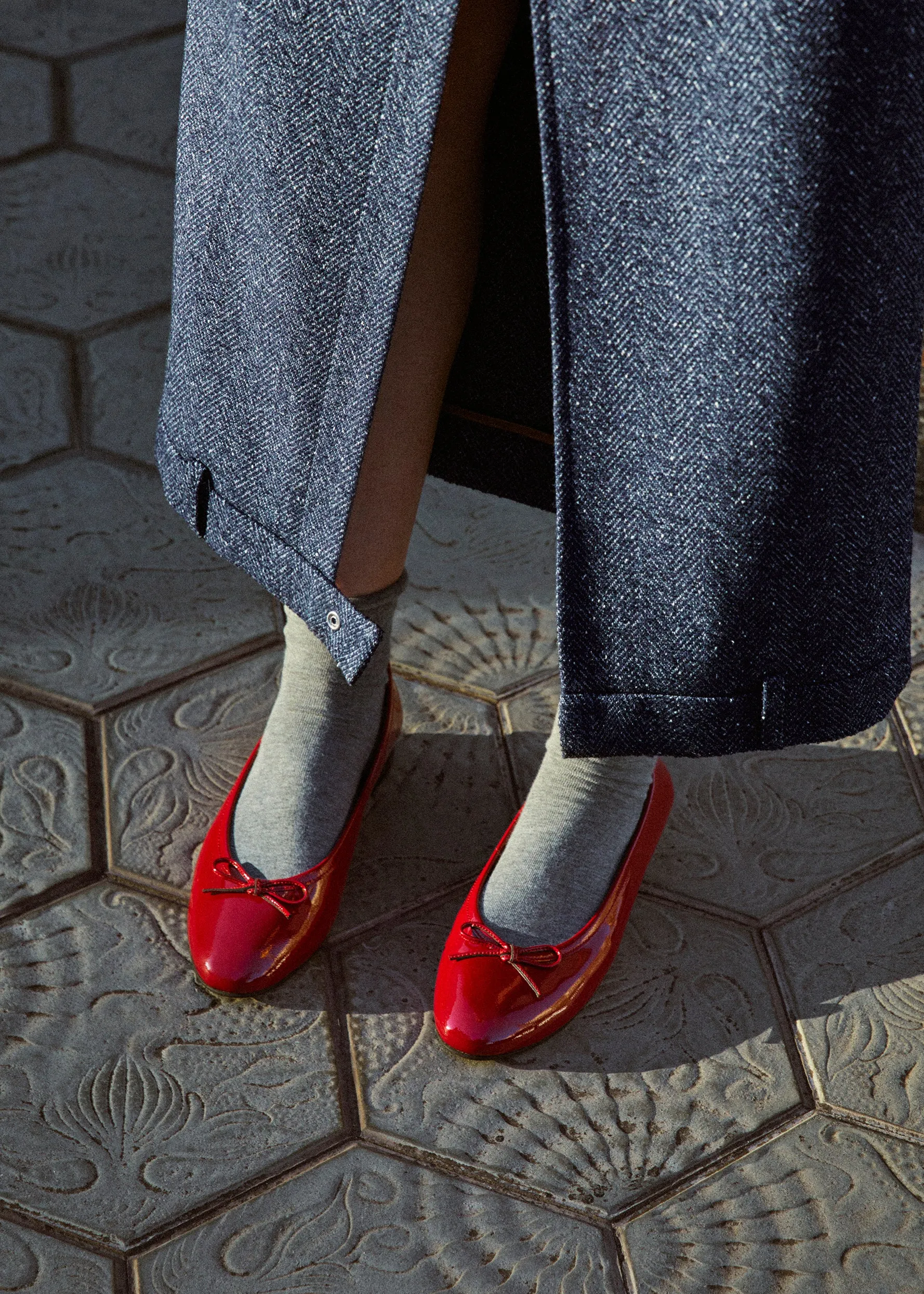 Oriana Onix Red Leather Ballet Flats