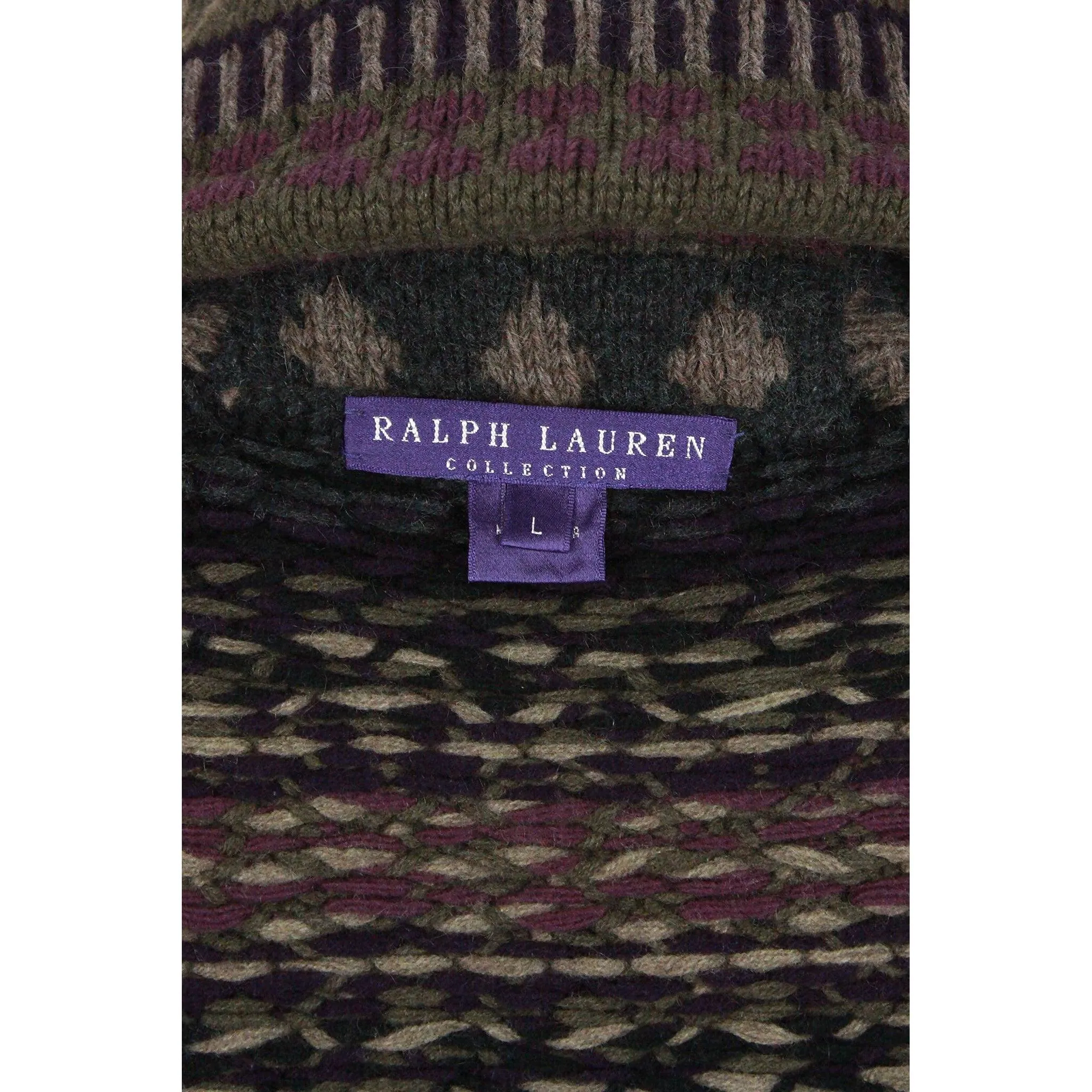 RALPH LAUREN Southwest Sweater Vest with Shawl Collar & Peplum | Size L