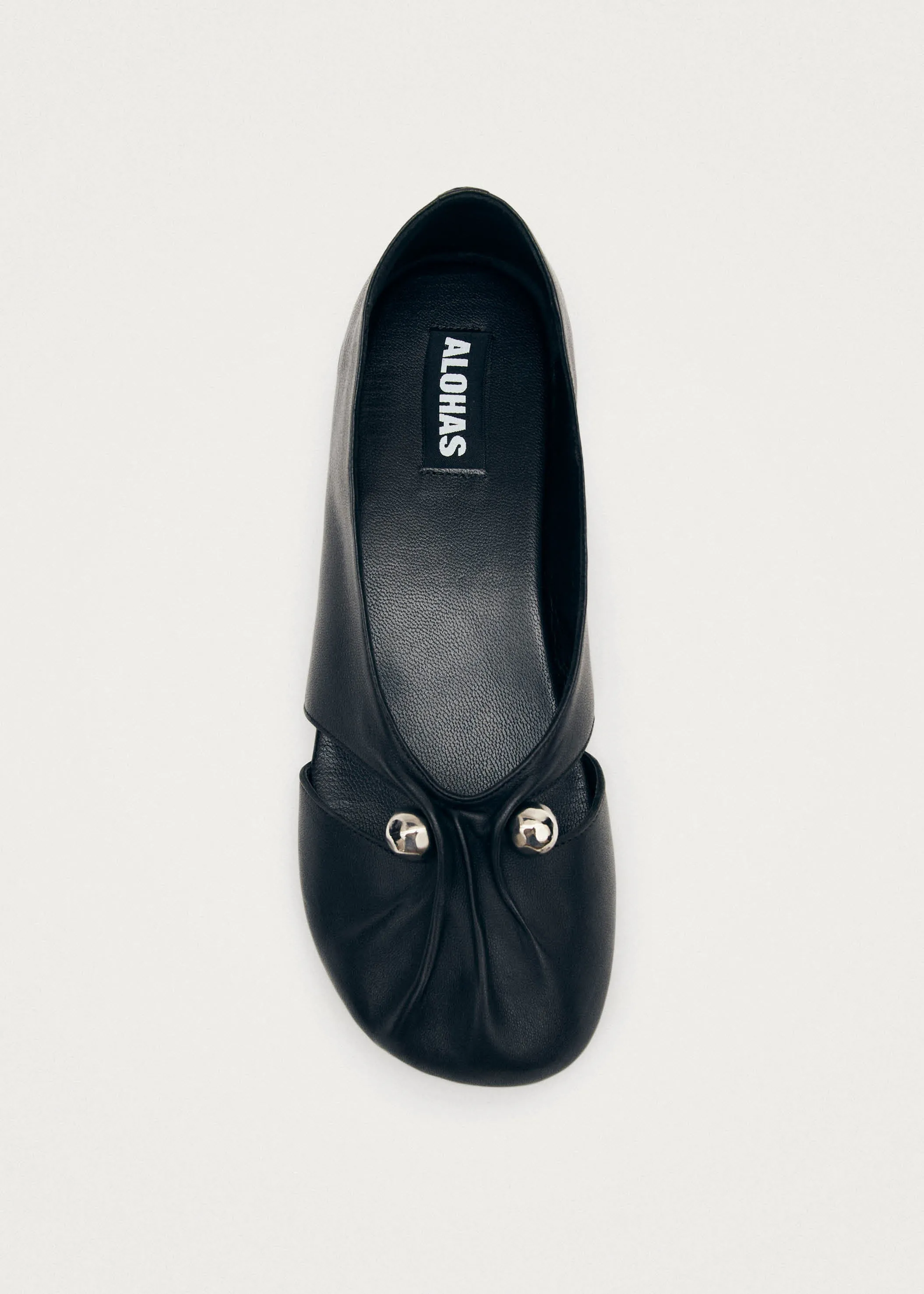 Ravena Black Leather Ballet Flats