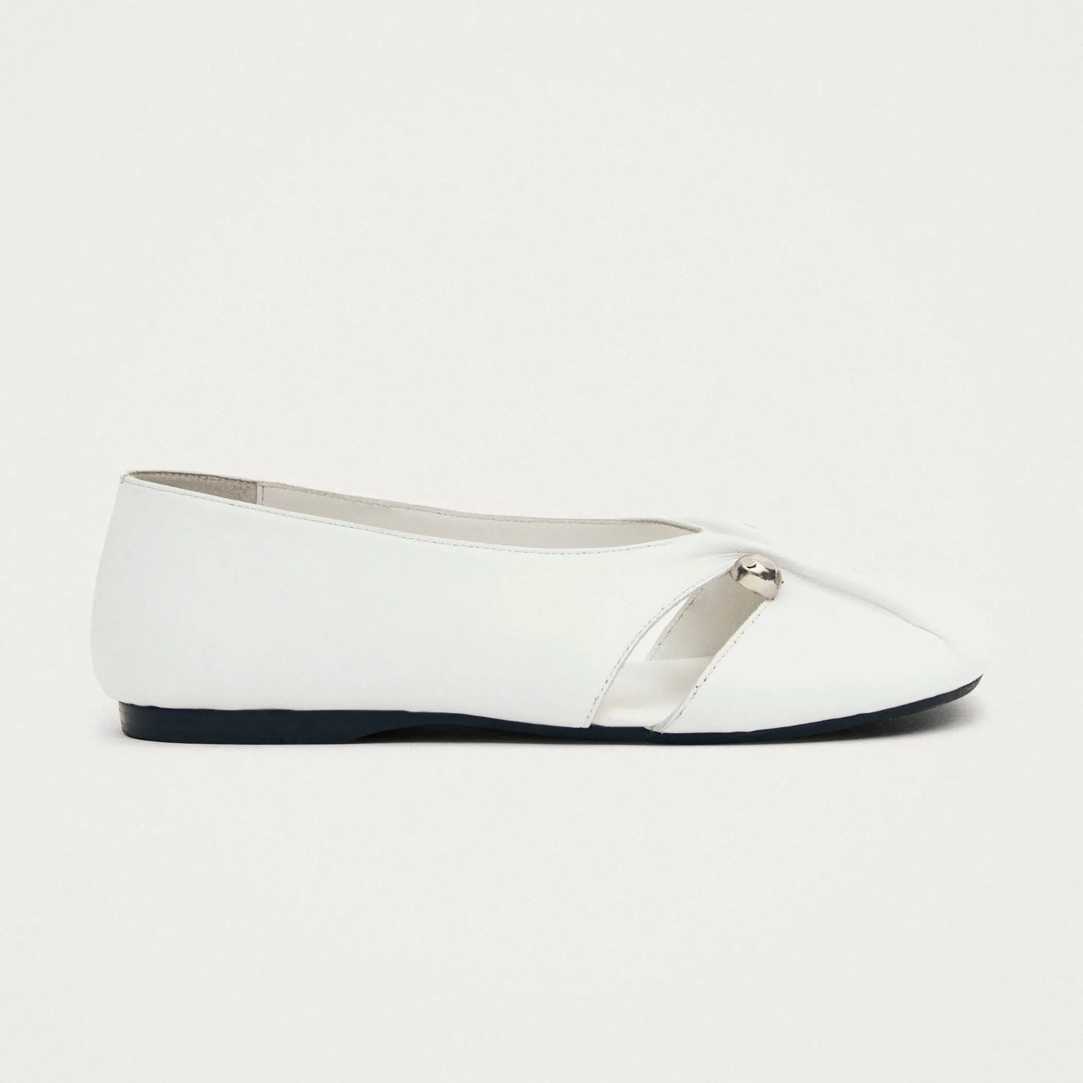 Ravena White Leather Ballet Flats