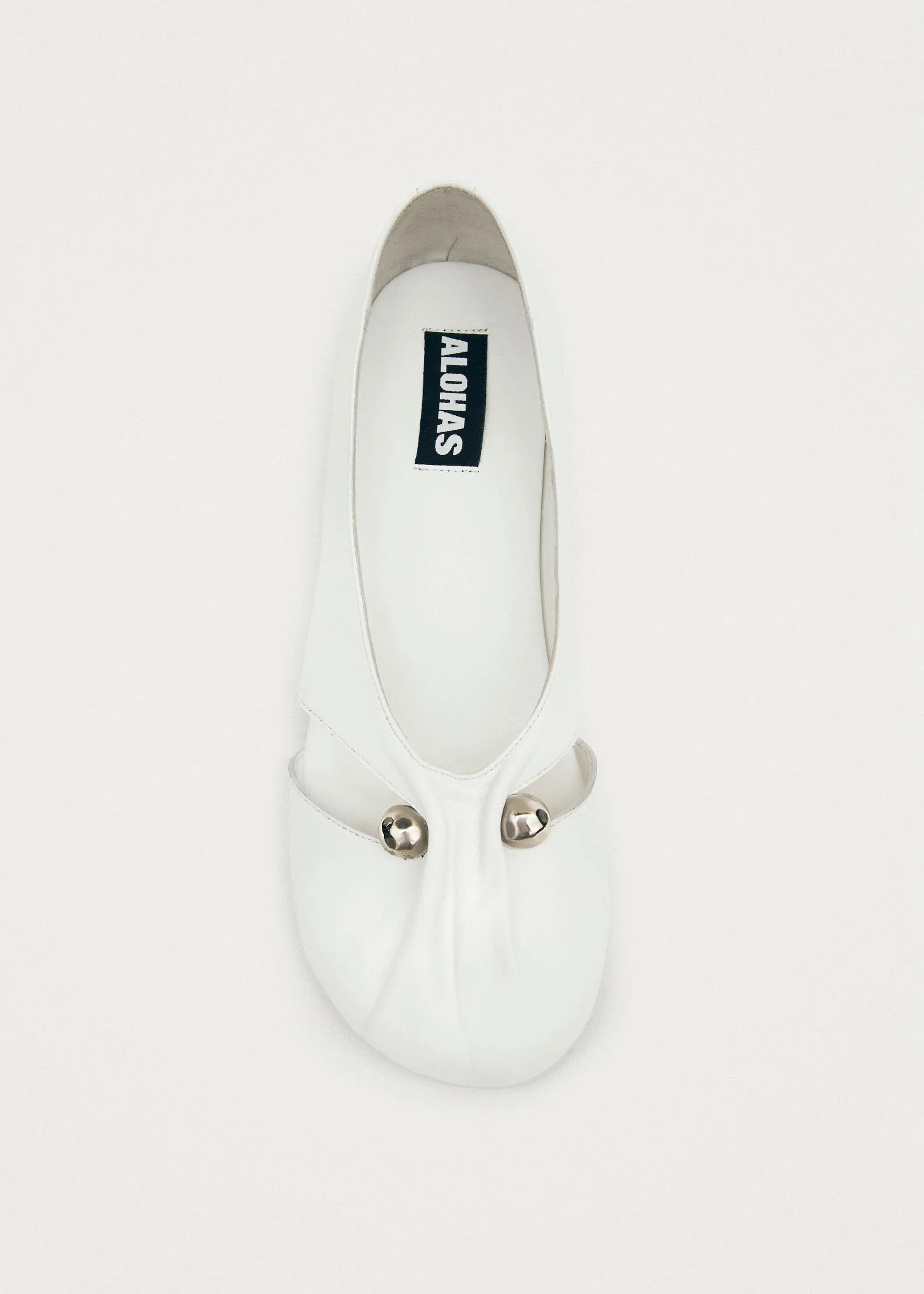 Ravena White Leather Ballet Flats