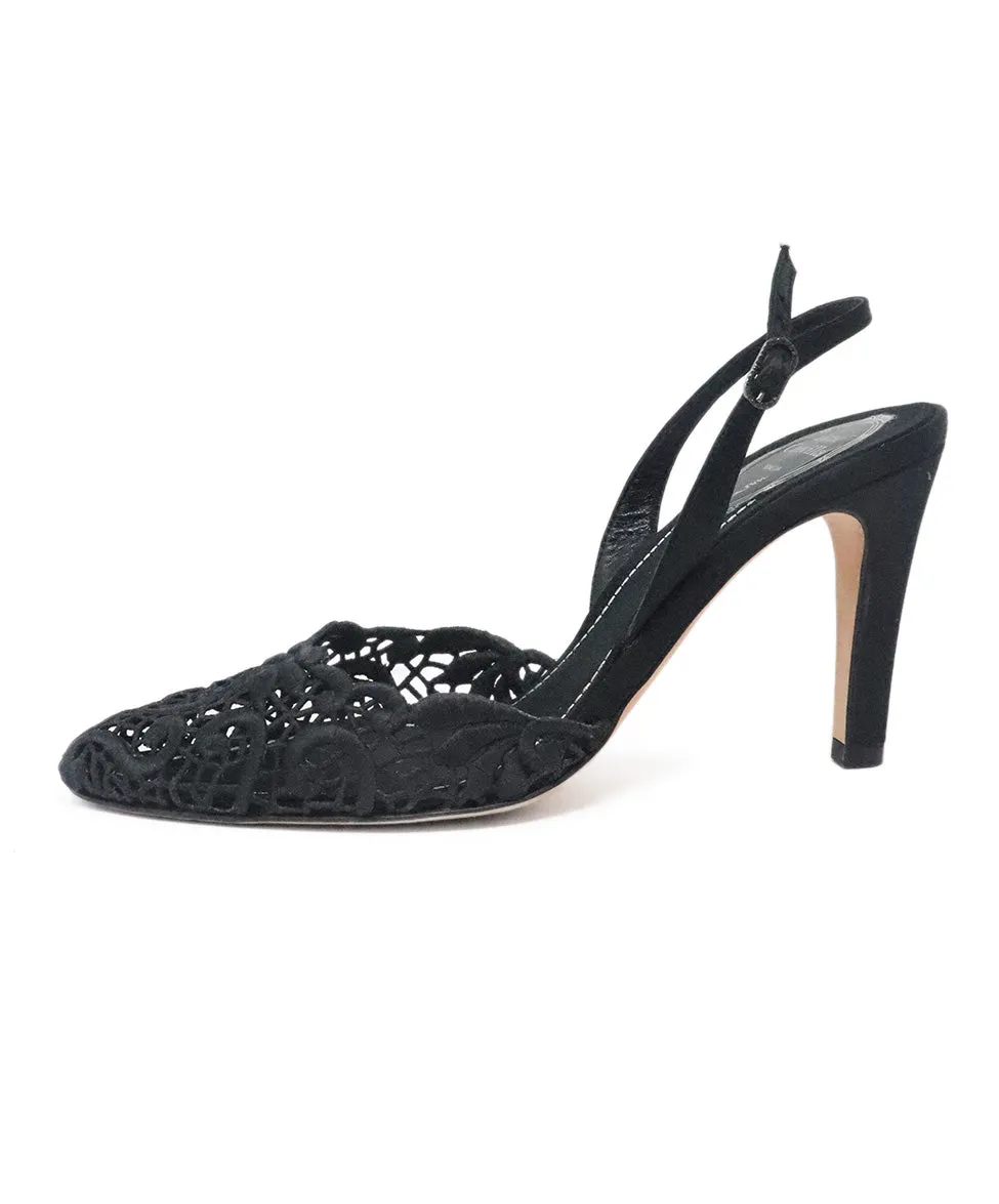 Rene Caovilla Black Lace & Satin Heels sz 7