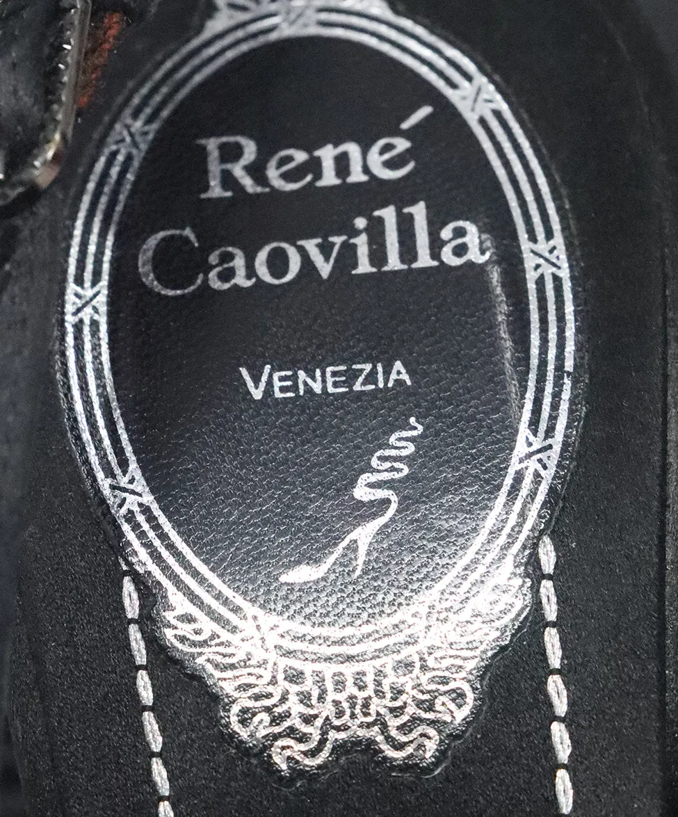 Rene Caovilla Black Lace & Satin Heels sz 7