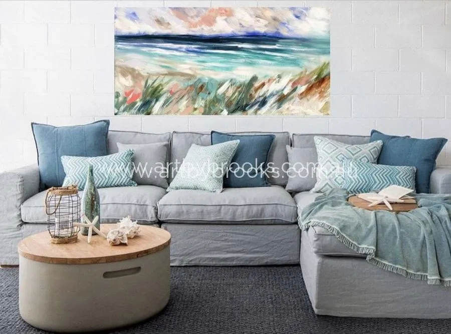 Sand dunes at sunrise  - original on canvas - 75 x150 cm