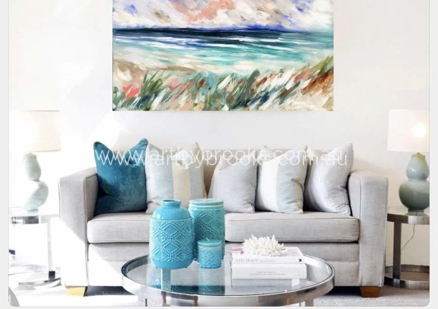 Sand dunes at sunrise  - original on canvas - 75 x150 cm