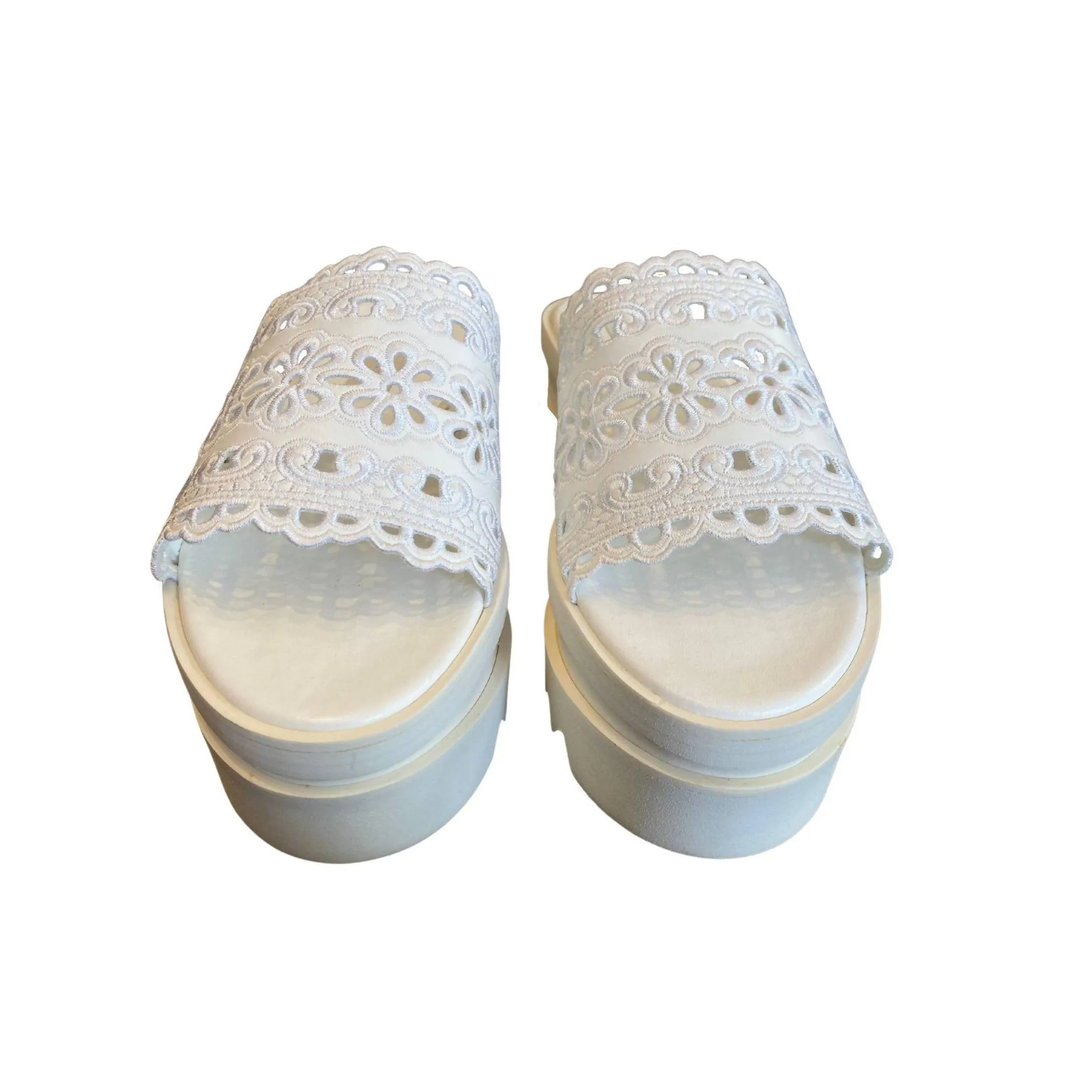 STELLA McCARTNEY White Platform Slides | US 9 - EU 39