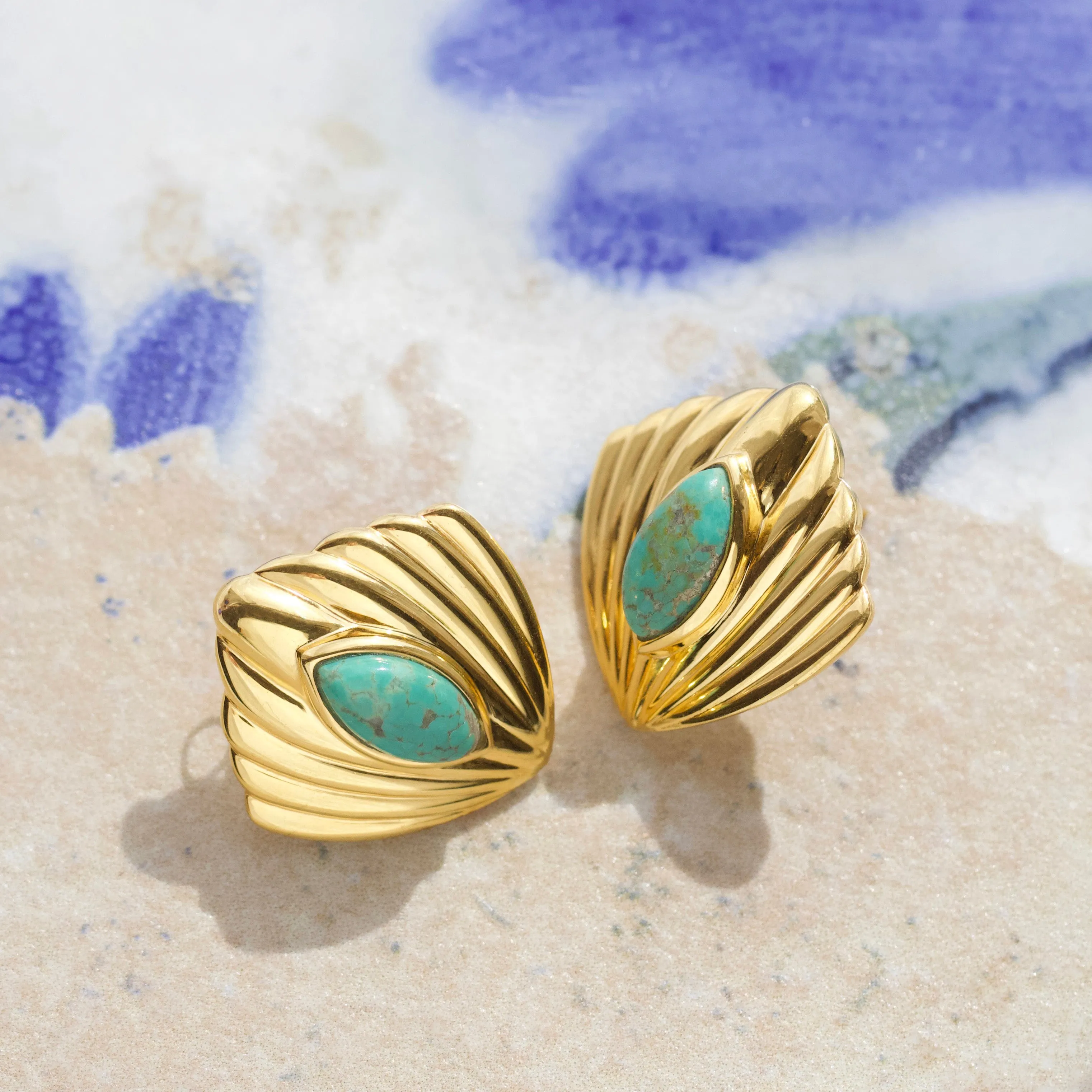 Turquoise Shell Stud Earrings