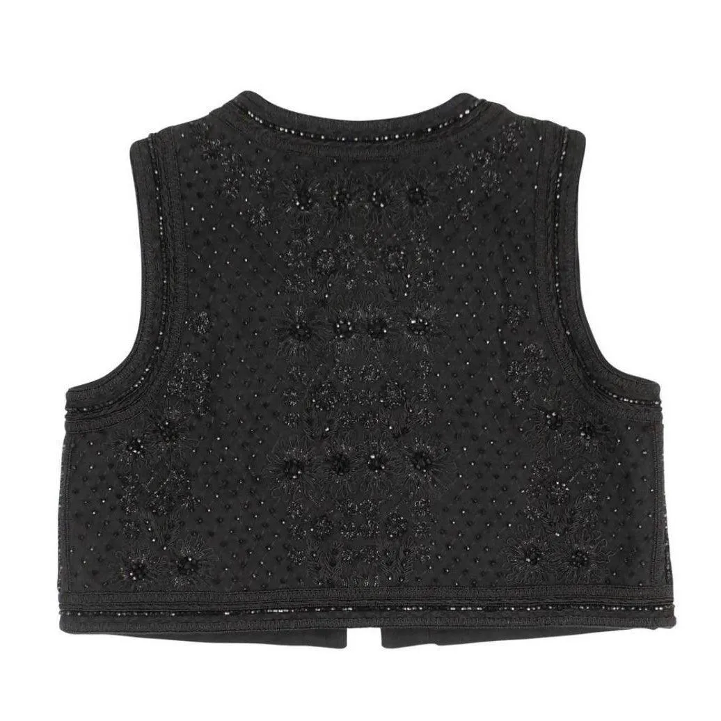 VALENTINO Black Wool Beaded Vest | Size US 8 - IT 44