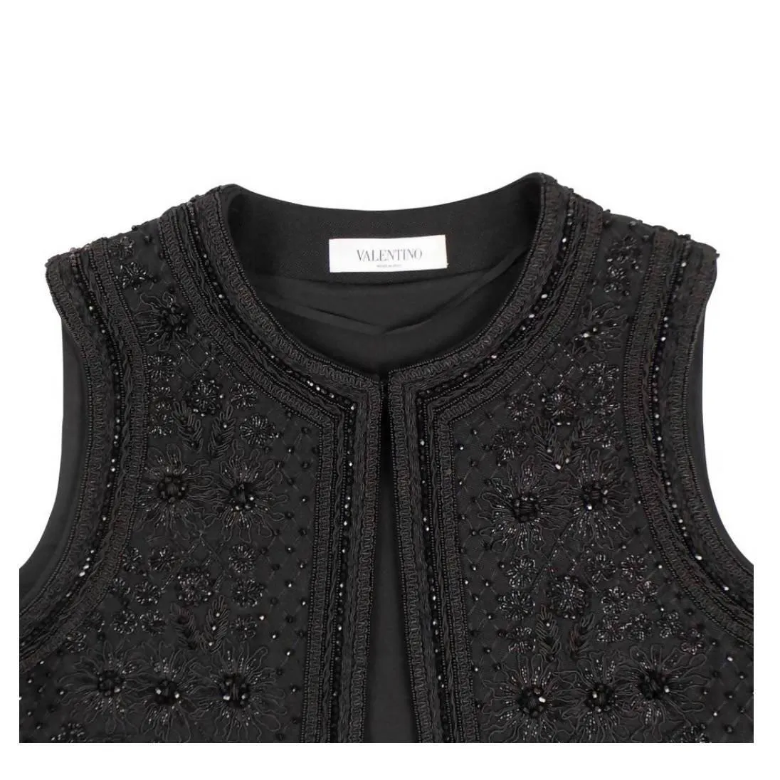 VALENTINO Black Wool Beaded Vest | Size US 8 - IT 44