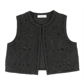 VALENTINO Black Wool Beaded Vest | Size US 8 - IT 44